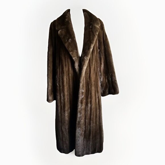 Bryan Mawr Full Length Mink Coat Brown Orange Silk Lining In Excellent Condition - Picture 2 of 9